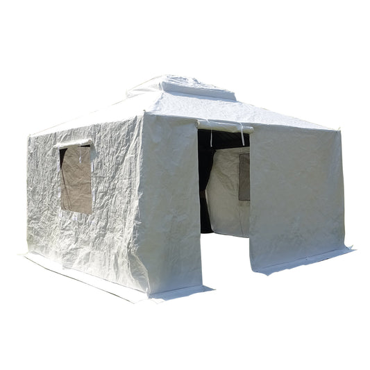12'x12' Gazebo Cover for Hardtop Gazebos, Outdoor Universal Winter Gazebo Cover with Sidewalls and Mesh Windows, All Season Waterproof Enclosed Gazebo Cover, White