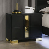 Attractive Beautiful Nightstand Bedroom Furniture Black And Gold Finish Bracketed Metal Legs 1pc Bedside Table