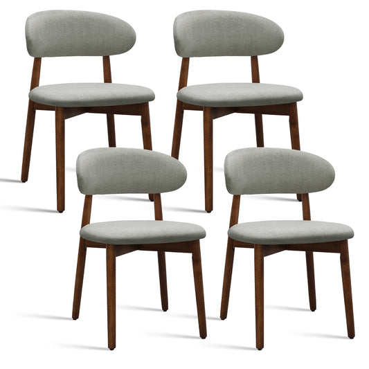 Laurel Green Flannelette Upholstered Dining Chair with Walnut Solid Wood Legs, Armless Chair Set of 4 for Kitchen, Restaurant, Living, Meeting Room