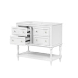 Modern 36'' Bathroom Vanity with Medicine Cabinet, White Solid Wood Frame Storage Cabinet with 4 Drawers, Adjustable Shelf Mirror Cabinet, Ceramic Sink