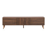 Mid Century TV Stand with 2 Drawers, Media Console Table for TVs up to 80'', Walnut Finish Solid Wood and MDF Entertainment Center for Living Room, Bedroom, Home Theatre