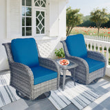 Wicker Patio Furniture Set - 3 Piece Rattan Outdoor Sectional Conversation Sets 2 Piece Wicker Hang gliding  Chairs and 1 Side Table