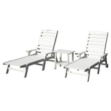 Pool Lounge Chairs Set of 2 with Table, HDPE Outdoor Chaise Lounge Chairs for Outside, Pool Loungers for Polside, Patio, Sunbathing Tanning, White
