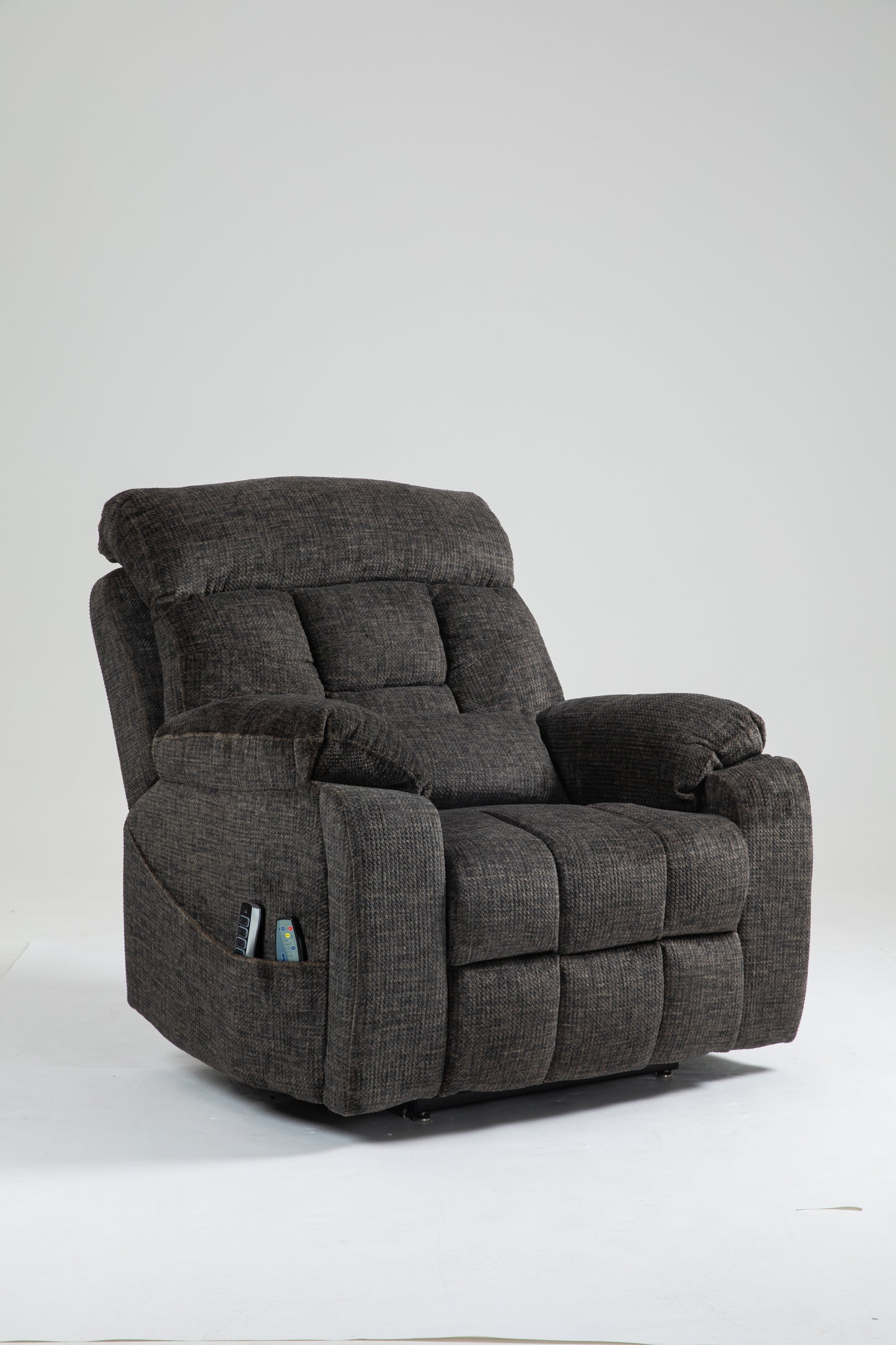 Old age electric lift chair, flat high density foam electric sofa, with heating and massage functions, can tilt to 180 degrees, 2 pocket cup holders, 2 remote controls, 4 OKIN motors