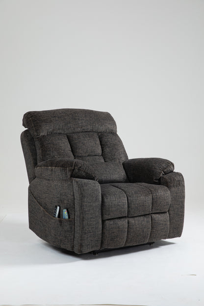 Old age electric lift chair, flat high density foam electric sofa, with heating and massage functions, can tilt to 180 degrees, 2 pocket cup holders, 2 remote controls, 4 OKIN motors