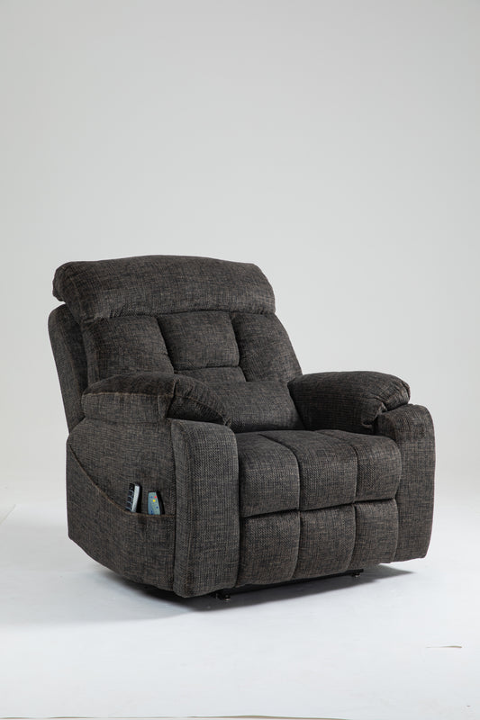 Old age electric lift chair, flat high density foam electric sofa, with heating and massage functions, can tilt to 180 degrees, 2 pocket cup holders, 2 remote controls, 4 OKIN motors