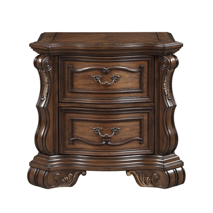 Formal Traditional Dark Brown Finish Luxury Nightstand of 2x Drawers Gold Accent Detailing Bedroom Furniture 1pc Bedside Cabinet