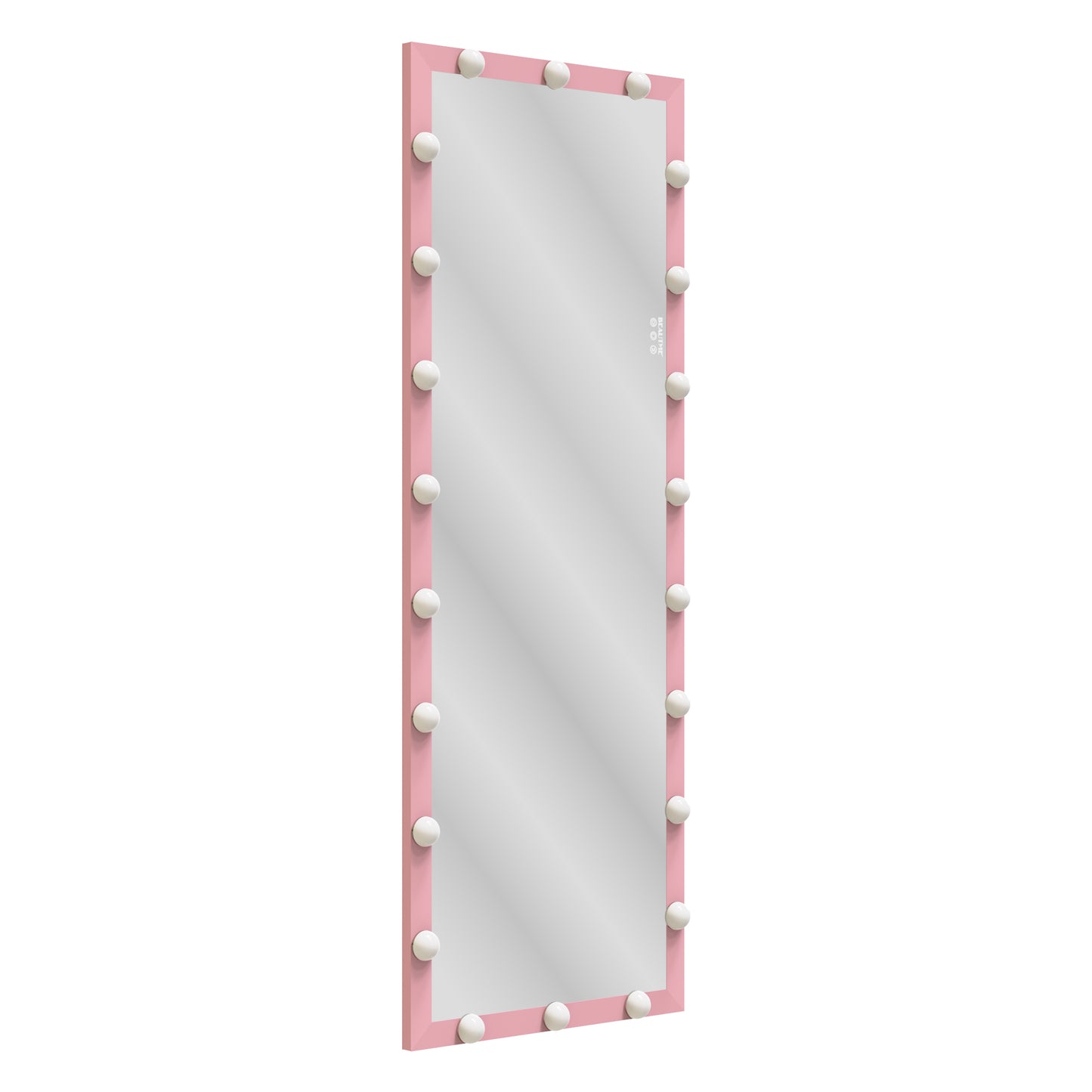 Hollywood Style Full Length Mirror with Lights, 3 Color Modes, Pink Aluminium, 62.6'x23.3'