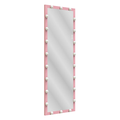 Hollywood Style Full Length Mirror with Lights, 3 Color Modes, Pink Aluminium, 62.6'x23.3'