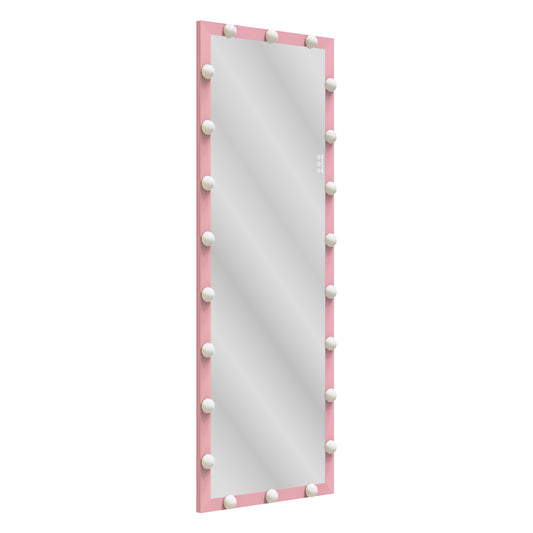 Hollywood Style Full Length Mirror with Lights, 3 Color Modes, Pink Aluminium, 62.6'x23.3'