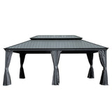 12' X 18' Hardtop Gazebo Outdoor Metal Gazebo with Galvanized Steel Double Roof Canopy, Aluminum Frame, Curtains and Netting for Patio, Deck, Garden, Grey