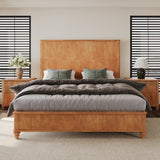 Solid Wood Bed Frame,Queen Platform Bed Frame with Headboard,Tall Headboard Natural Wood Bed ,No Box Spring Needed,Natural
