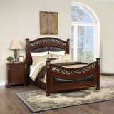 Traditional California King Size Bed Padded HB FB Dark Cherry Finish 2x Nightstands 3pc Bedroom Furniture