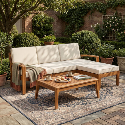 Outdoor L Shape 3pcs Acacia Wood Patio Sofa Set (old sku N757S637025B)
