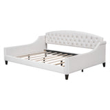 Modern Luxury Tufted Button Daybed, Full, Beige with Plywood Frame and Upholstered Foam Padding