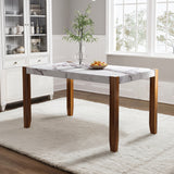 46.5' Modern Dining Table, Rectangular Faux Marble Style Table with Sturdy Wood Legs, Easy to Clean Rectangular Kitchen Table for Dining Room, Living Room, Easy Assembly( OLD SKU: WF321684AAK)