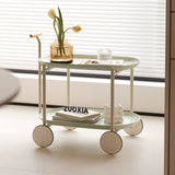 Moon storage cart (green) Nordic Internet celebrity mobile trolley kitchen simple double storage shelf living room sofa storage shelf