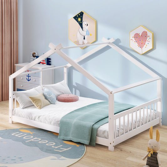 Full Size House Bed Wood Bed, White(OLD SKU:WF282522AAK)