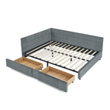 Mid-Century Velvet Queen Size Upholstered Tufted Bed Frame with Storage, Grey