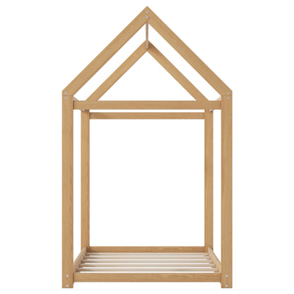 Twin Size Wooden House Bed in Wood Color with Pine and MDF Construction, 78.3''L x 42.5''W x 70.3''H