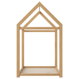 Twin Size Wooden House Bed in Wood Color with Pine and MDF Construction, 78.3''L x 42.5''W x 70.3''H