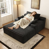 63'*47'odern Sofa bed  lounger for moviebonus room,No Assembly Required,Black(Plush Corduroy Fabric)