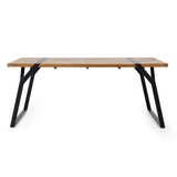ZORA DINING TABLE: Modern Industrial Acacia Wood & Iron Table in Black
