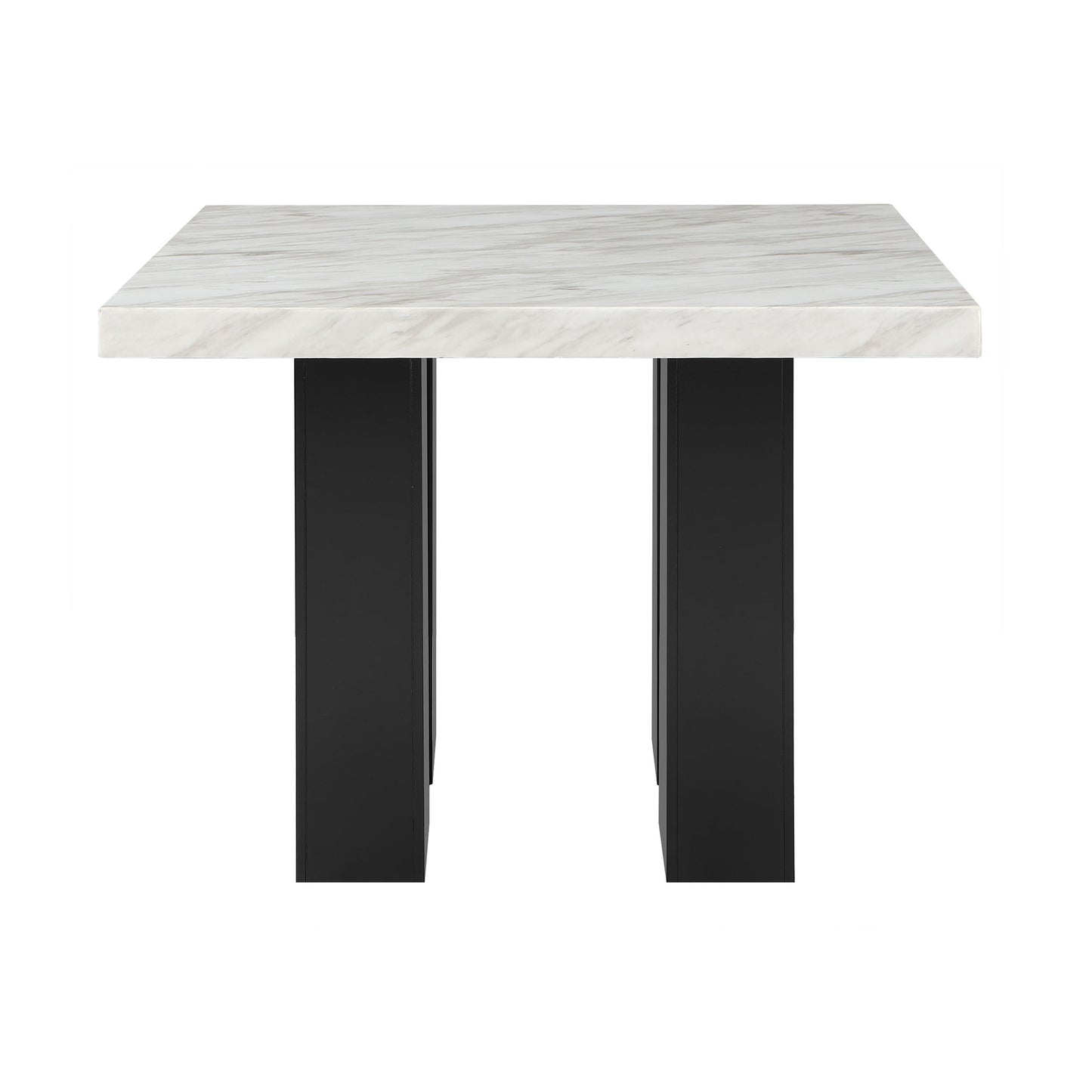 MIKHA Contemporary Bar Table and Stool Set with Faux Marble Top in White and Black Finish