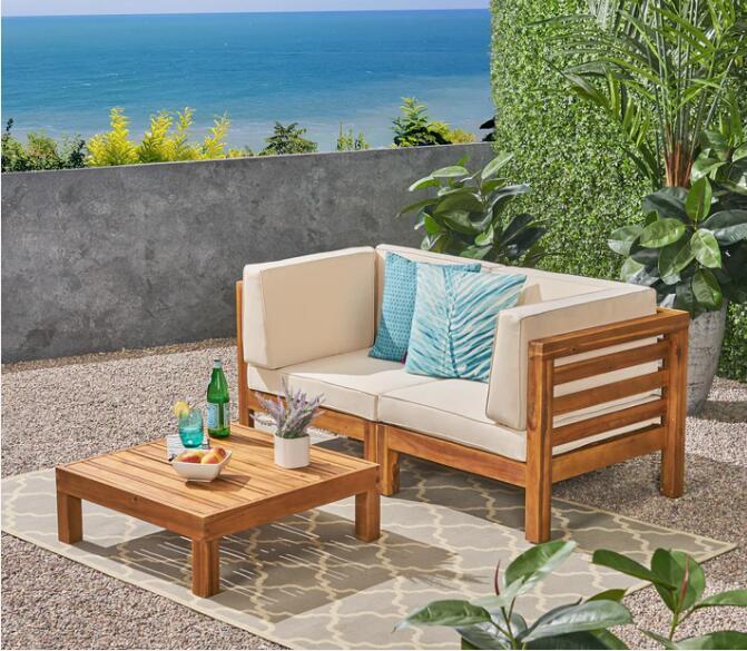 OANA  3-Piece LOVE SEAT SET WITH COFFEE TABLE, BEIGE