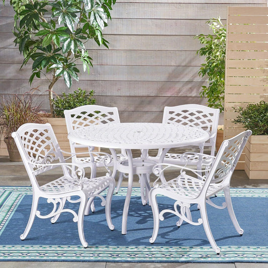 Dieter 4 - Person Metal Patio Dining Set with Round Table