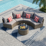 Outdoor Patio Furniture  Half-Moon Sectional Round Patio Furniture Set Sofa