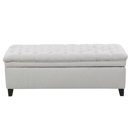 Juliana Light Gray Storage Ottoman Fabric 50 x 20.5 x 18.3 Inches