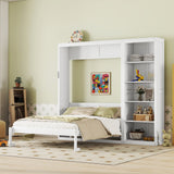 Queen Size Murphy Bed Wall Bed with Shelves,White(OLD SKU:LP000697AAK-1)
