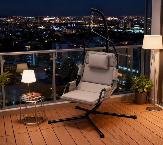 Hanging Swing Chair,Hammock Chair with Stand andCoating Cushion,with Steel Frame for Indoor and Outdoor