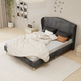 Velvet upholstered bed - enhances the master bedroom with a luxurious and peaceful focus. The sturdy structure ensures peaceful sleep, blending luxury and comfort, queen size, color: gray