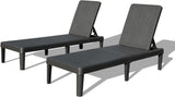 Pool Lounge Chairs Set of 2, Outdoor Lounge Chairs with 6 Positions Backrest Adjustable, Resin Waterproof Chaise Lounge Outdoor for Poolside Patio Garden Deck