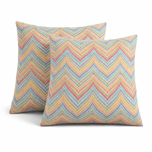 2 Pack Outdoor Throw Pillows, Waterproof & Fade-Resistant Patio Cushions for Garden, Porch, Poolside Furniture - Soft & Comfortable Decorative Pillow Covers (18x18 Inch, Muted Multicolor)