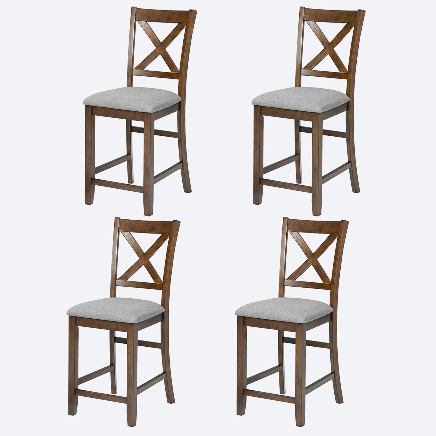 Dining Chairs Only, Wooden Counter Height Chairs Set of 4, Kitchen Chair with Padded Seat, Upholstered Counter Height Chair for Dining Room, Walnut