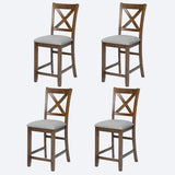 Dining Chairs Only, Wooden Counter Height Chairs Set of 4, Kitchen Chair with Padded Seat, Upholstered Counter Height Chair for Dining Room, Walnut