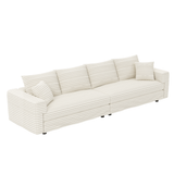 102.4 ' Plush Corduroy 4-Seat Sofa,Modern Comfy Upholstered Sofa Cloud Couch,Deep Seat Couches with Soft Pillows,Convertible Deep Seat Sofa Lounge Chair for Living Room Bedroom,Apartment,Office,Beige