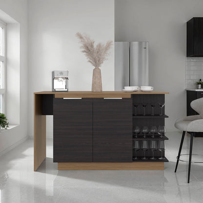 Wenge and Natural Oak 2-door Kitchen Island