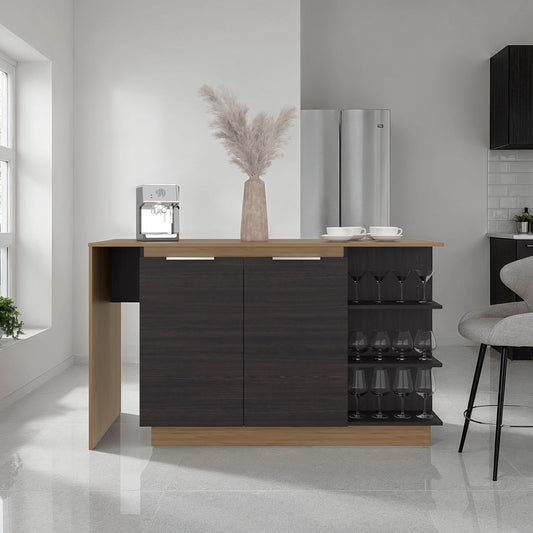 Wenge and Natural Oak 2-door Kitchen Island