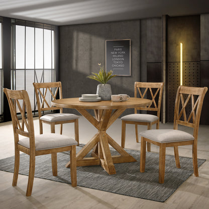 Windvale Cross-Buck Wood 5-Piece Dining Set