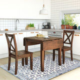 TOPMAX 3-Piece Wood Drop Leaf Breakfast Nook Dining Table Set with 2 X-back Chairs for Small Places, Walnut(old sku:SP0000164AAD)