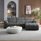 Wall-Hugger Reclining Sofa Modern Electric Control Genuine Leather L Shaped Couch,Lounge Seat Theater Seating Furniture with USB Port, Sofa with Headrest & Footrest for Living Room,Apartment,Office