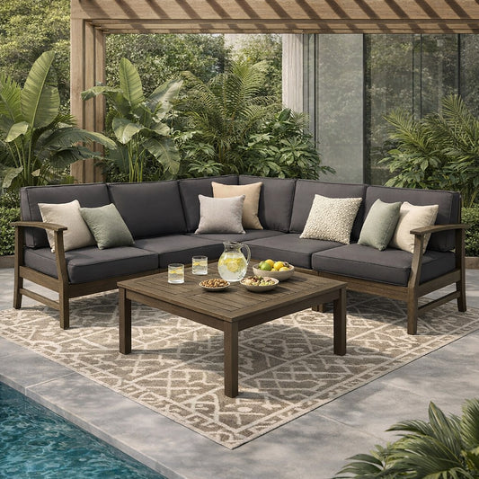 PERLA 6-PCS SOFA SET,DARK GREY