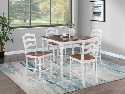 5 Piece Counter-Height Dining Set with Oak Top Table and 4 Ladder Back Chairs