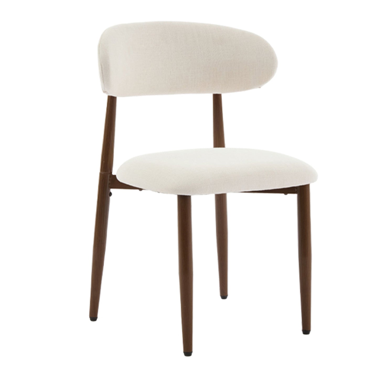 Modern Metal Dining Chairs Set of 2, Beige Fabric Upholstered for Dining Room, Metal Frame with Woodgrain Finish, 33H x 19W x 17.5D