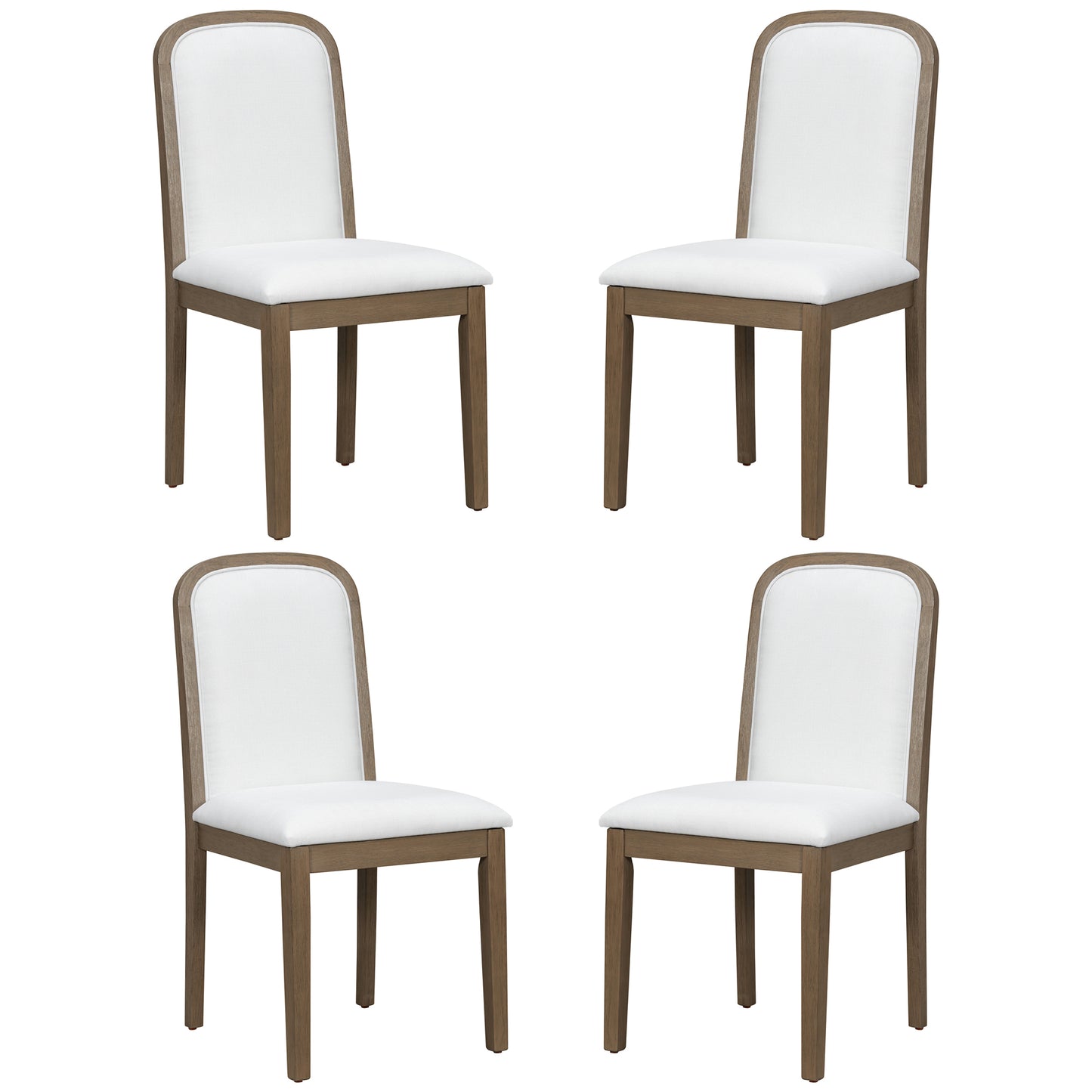 TREXM Vintage Style Dining Chair Set with 4 Upholstered Chairs for Dining Room and Living Room (Espresso)