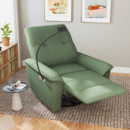 270° Power Swivel Rocker Recliner Chair w/ Phone Holder, Electric Glider Reclining Sofa with USB Ports, Power Swivel Glider, Rocking Chair Nursery Recliners for Living Room Bedroom(Dark Green)